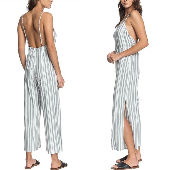 Roxy Pants - NWT Roxy Women's Anthracite White Low Back Jumpsuit, Large